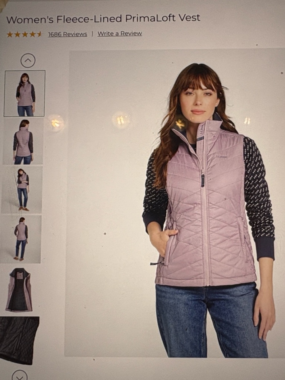 L.L. Bean  vintage lavender  Quilted Puffer Vest